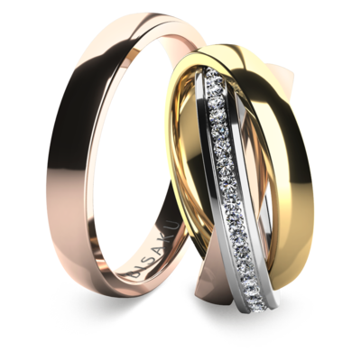 Snubní prsteny růžové zlato TrinityII